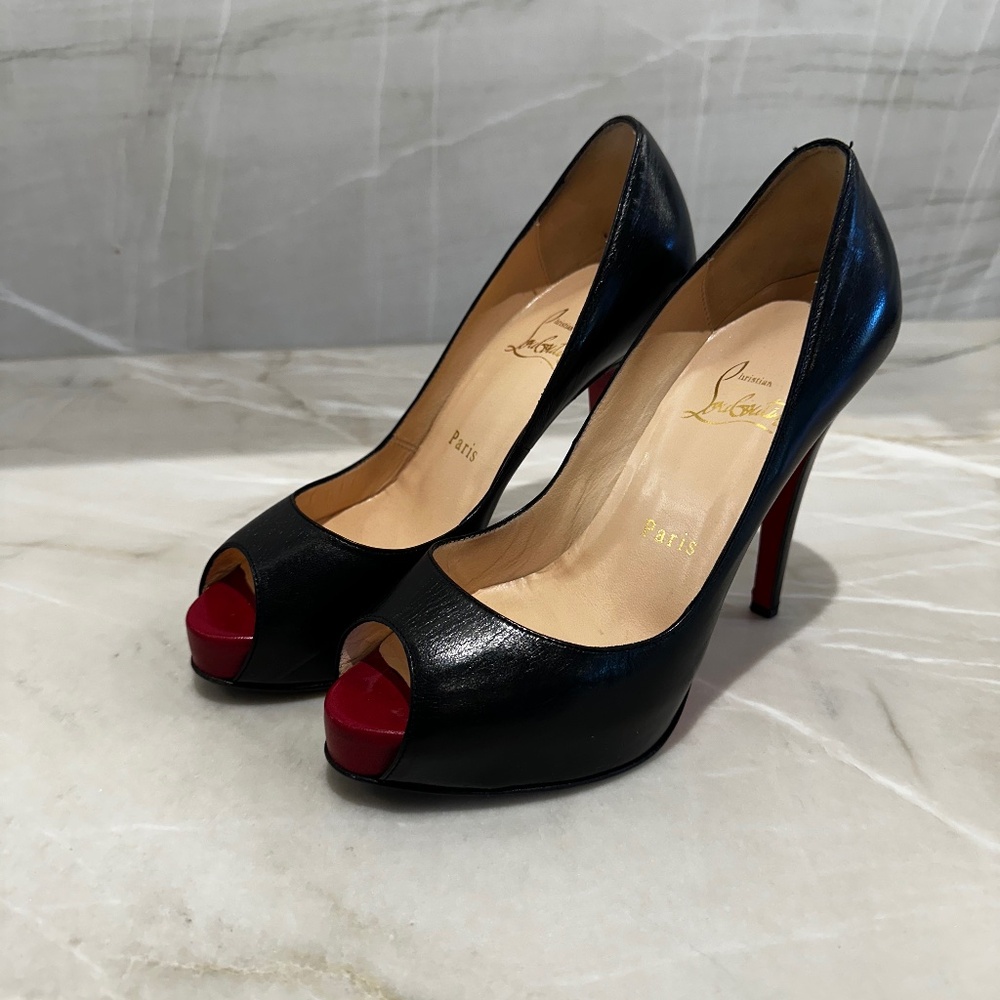 Christian Louboutin Black Very Prive concealed platform 100mm size 35